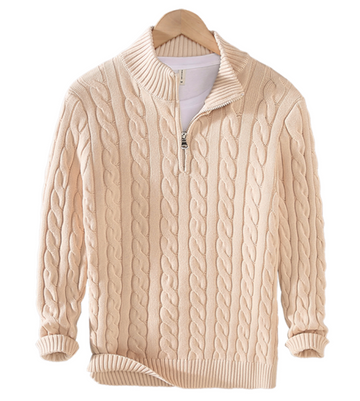 Half turtleneck thickened half-zip men's sweater jacket