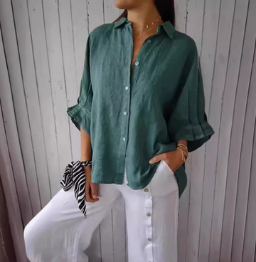 Women's relaxed linen button-up shirt