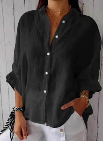 Women's relaxed linen button-up shirt