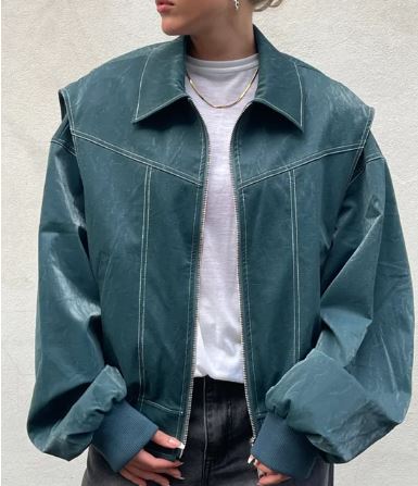 Women's oversized faux leather jacket for street-style chic