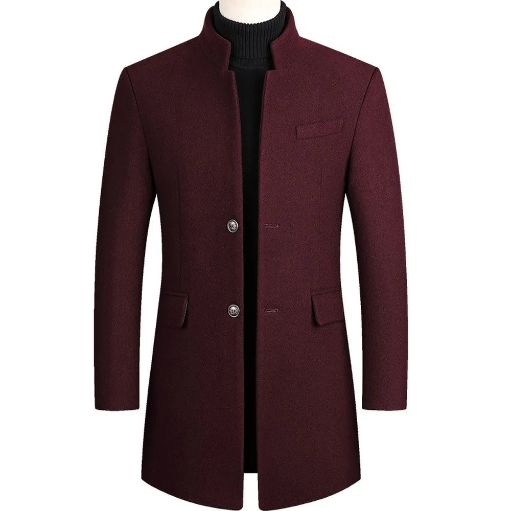 Men's elegant stand-collar coat for sophisticated warmth