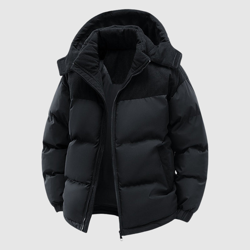 Theodore Relaxed Fit Puffer Jacket | Hooded Color Block Men’s Jacket