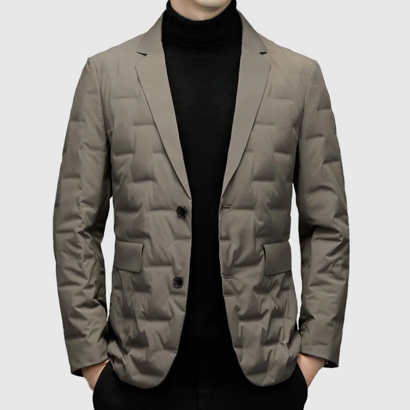 Men's zippered blazer with quilted pattern