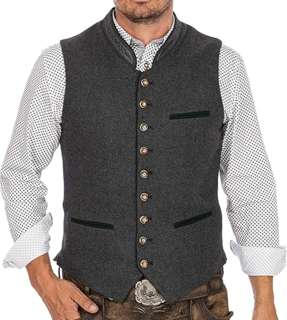 Men’s classic sleeveless wedding dress vest with button closure