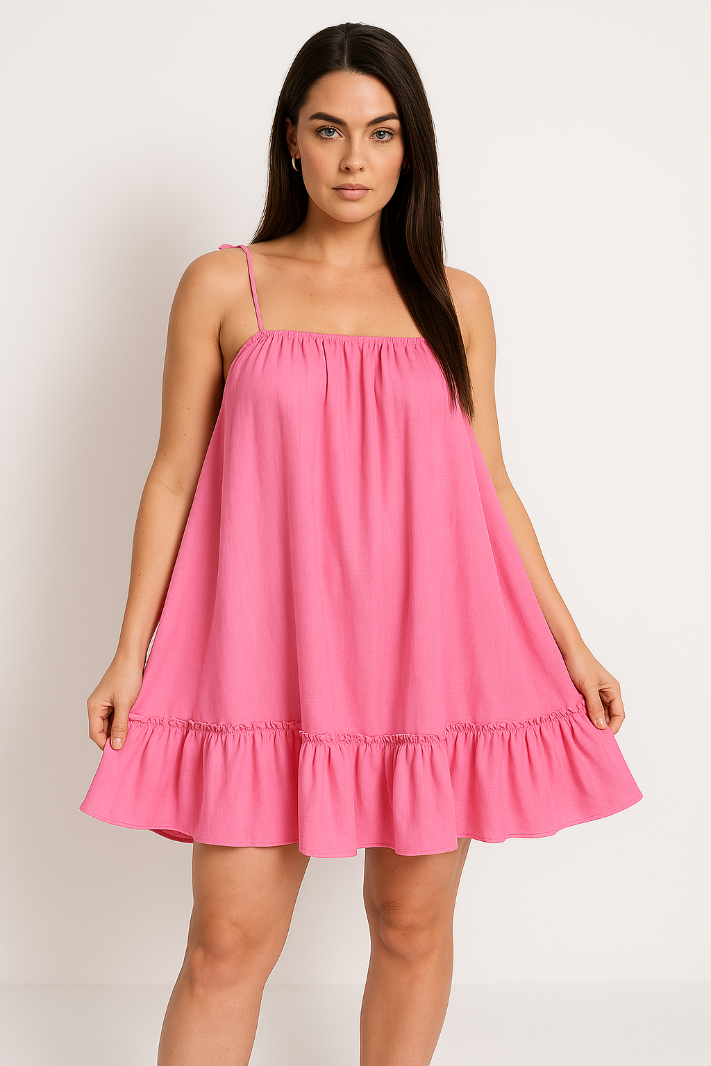 Women’s Sundress – Lightweight Cotton – Loose Fit – Spaghetti Straps – Mini Length