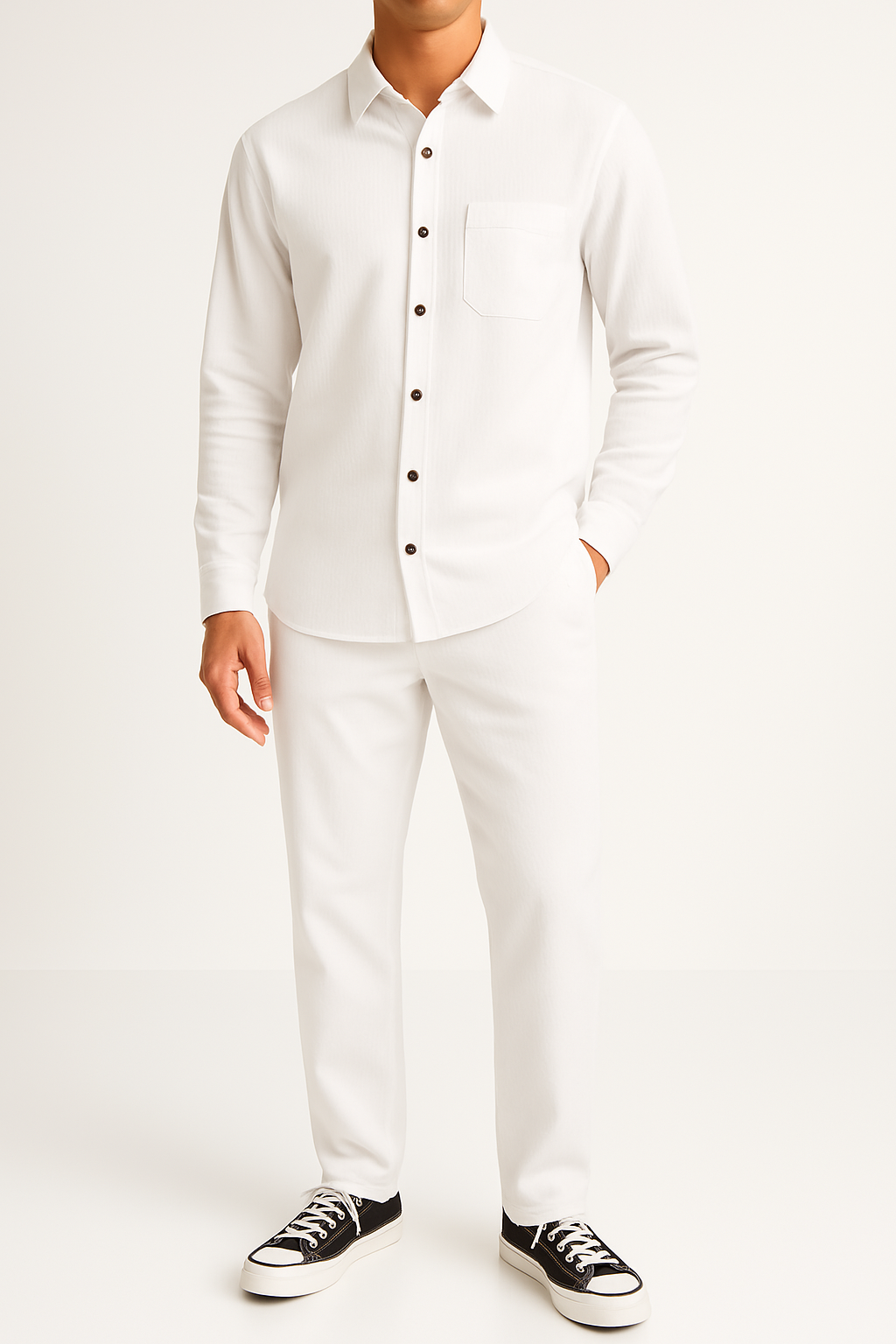 Men’s Corduroy Shirt and Pants Set – Relaxed Fit – Button-Up – Soft Ribbed Texture