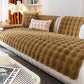Plush Faux Fur Quilted Sofa Slipcover