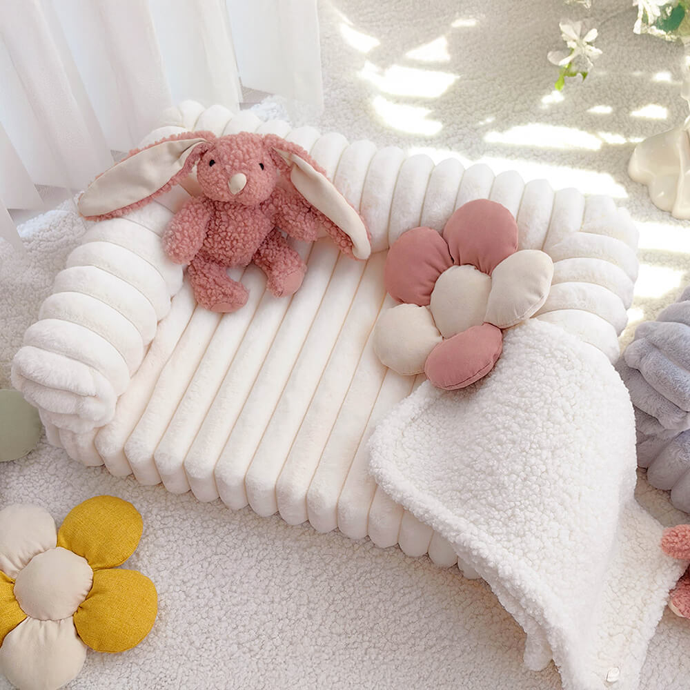 Ribbed Bolstered Pet Sofa Bed