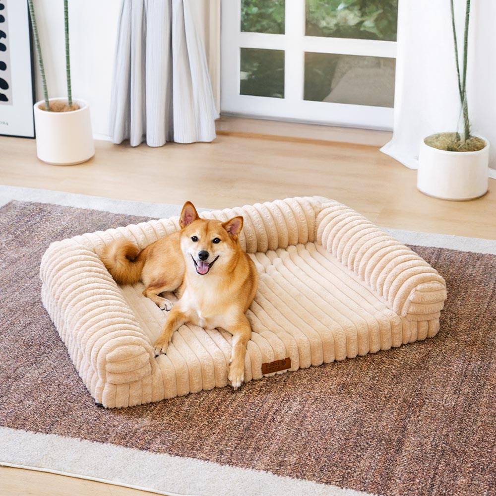 Ribbed Bolstered Pet Sofa Bed