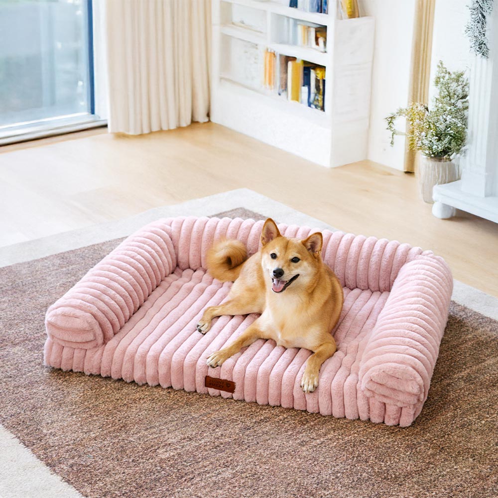 Ribbed Bolstered Pet Sofa Bed