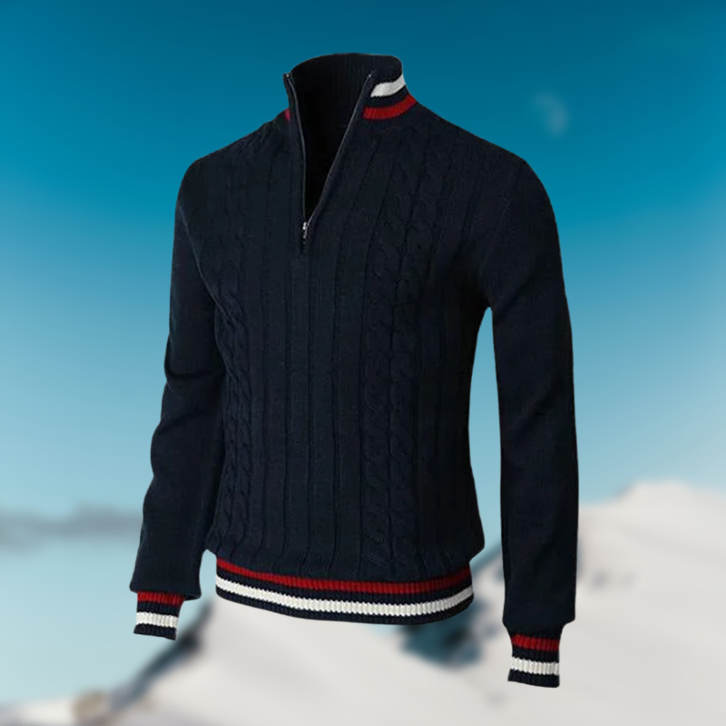 Men's long sleeve sweater with stand collar