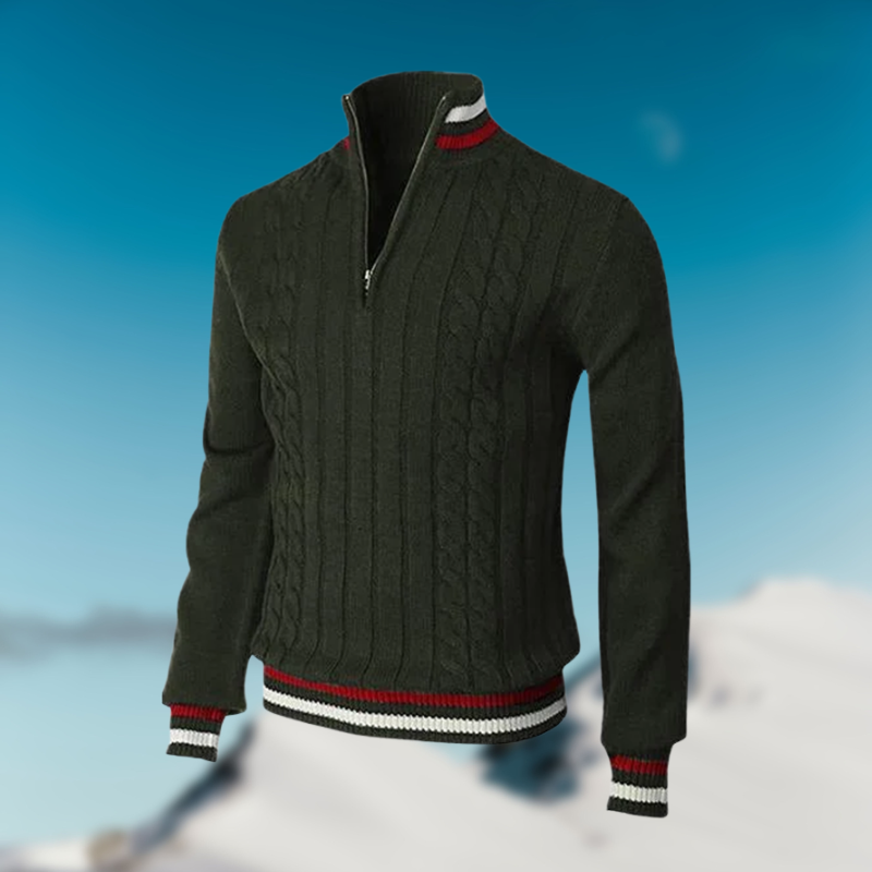 Men's long sleeve sweater with stand collar