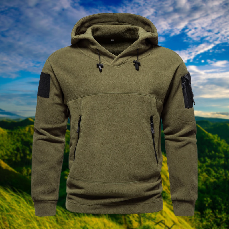 Men's tactical fleece hoodie with multiple pockets