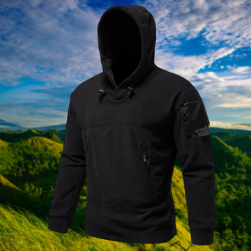 Men's tactical fleece hoodie with multiple pockets