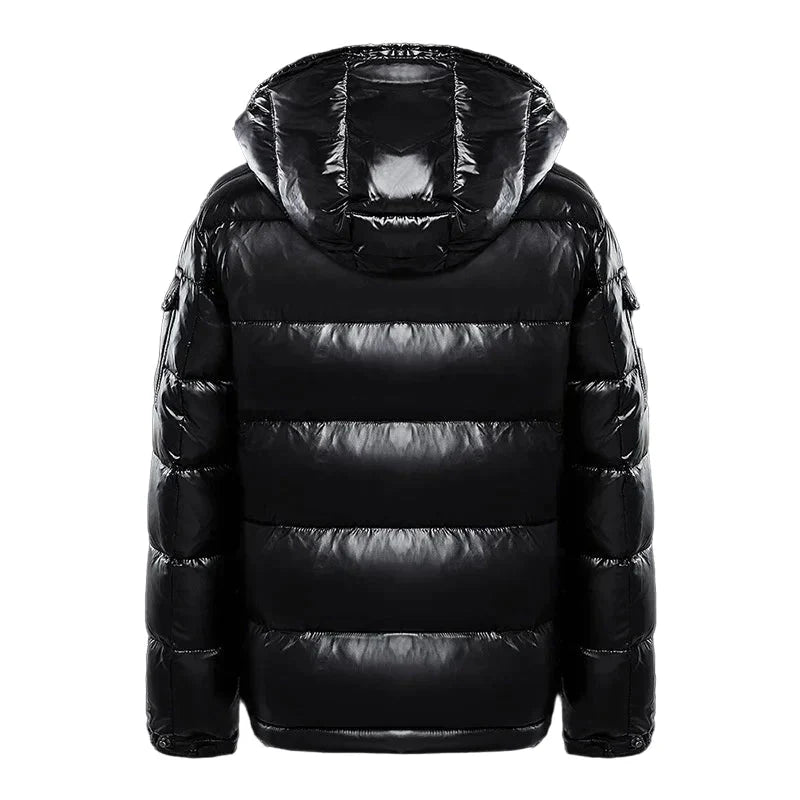 Men's glossy puffer jacket for winter warmth