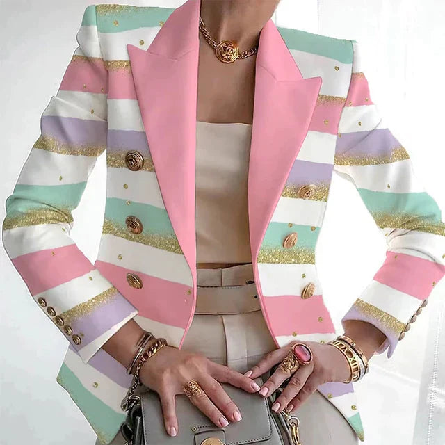 Women's pastel double-breasted blazer for modern elegance