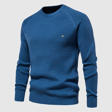 Men's lightweight grid pattern crew neck sweater