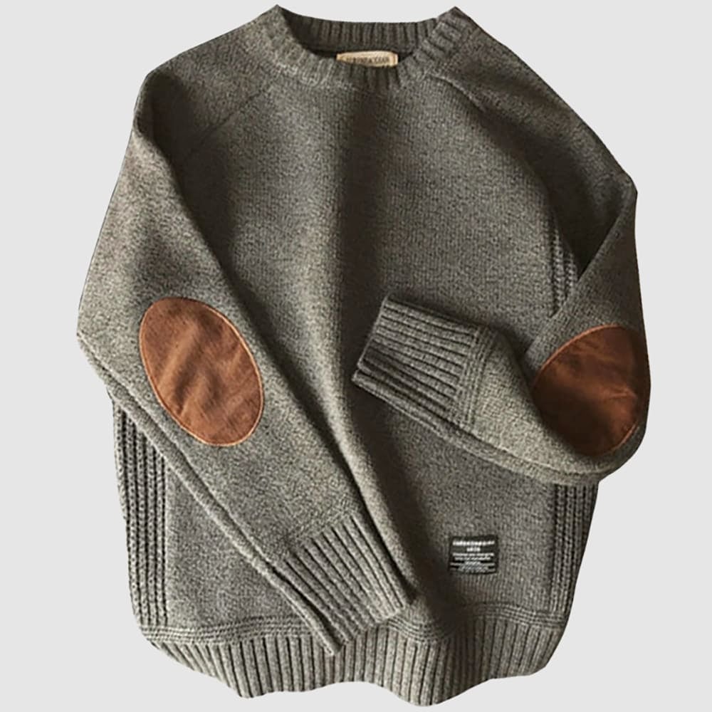 Men's oversized knitted sweater with elbow patches