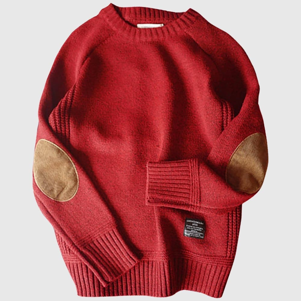 Men's oversized knitted sweater with elbow patches