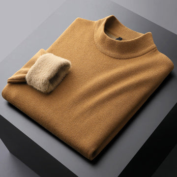 Men's mock turtleneck sweater with plush lining