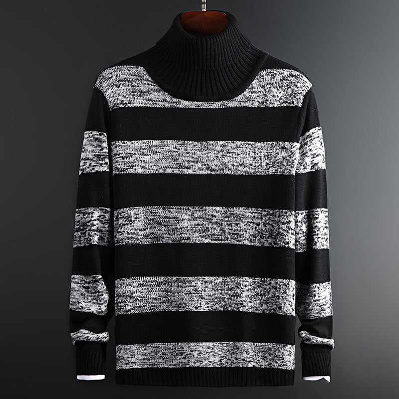 Men's casual striped turtleneck sweater