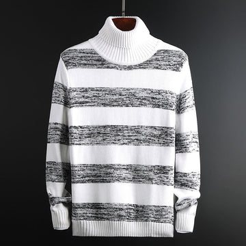 Men's casual striped turtleneck sweater