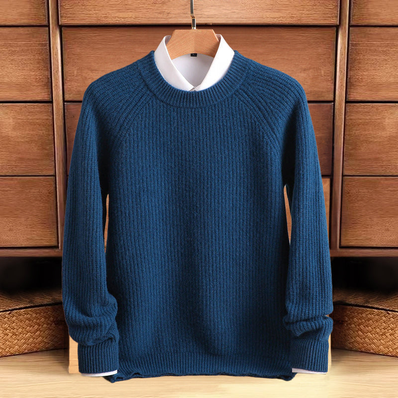 Men's loose knitted round neck sweater