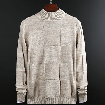 Men's ribbed knit pullover with textured panels