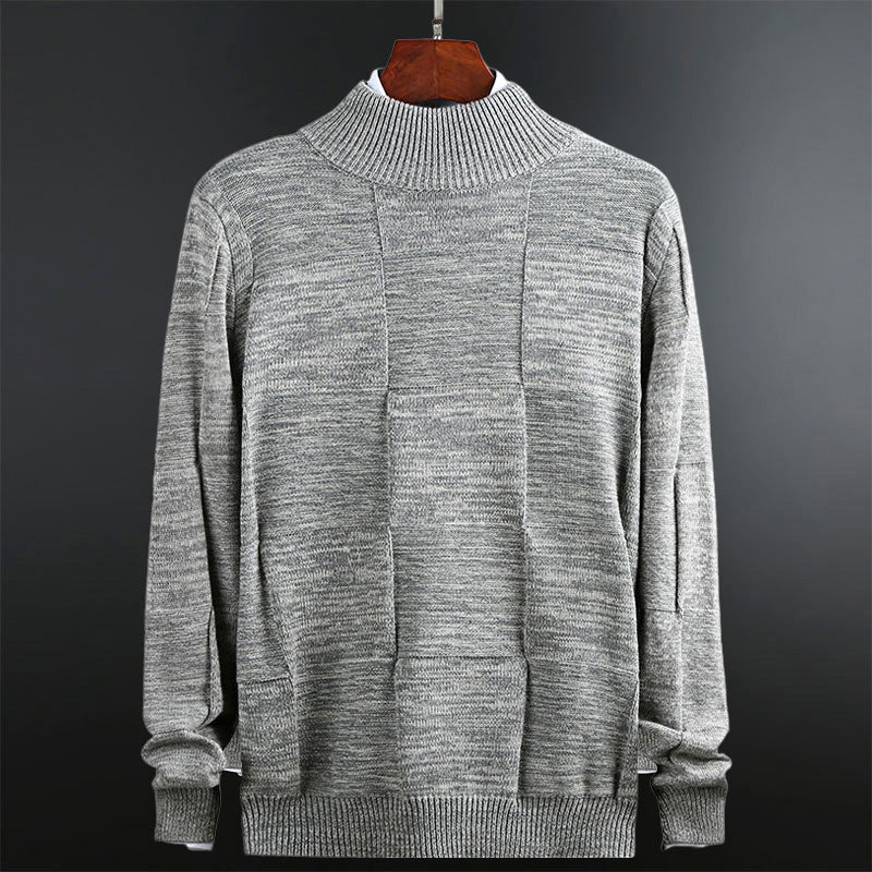 Men's ribbed knit pullover with textured panels