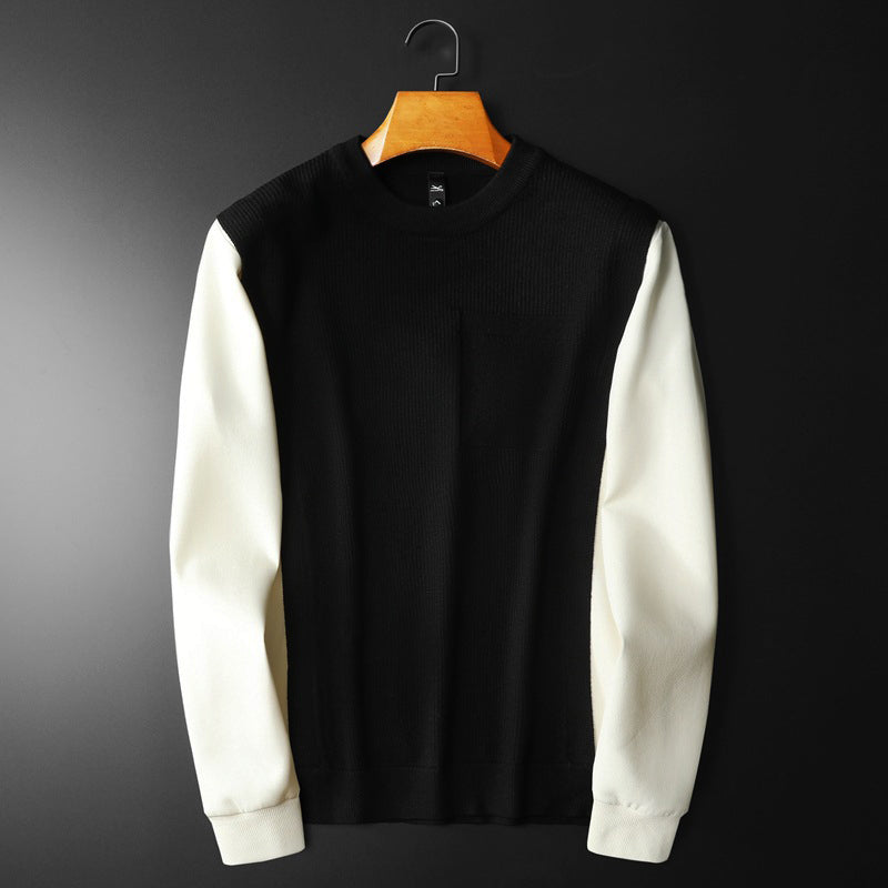 Casual pullover with patchwork design for men