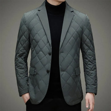 Men's warm winter quilted blazer with diamond pattern