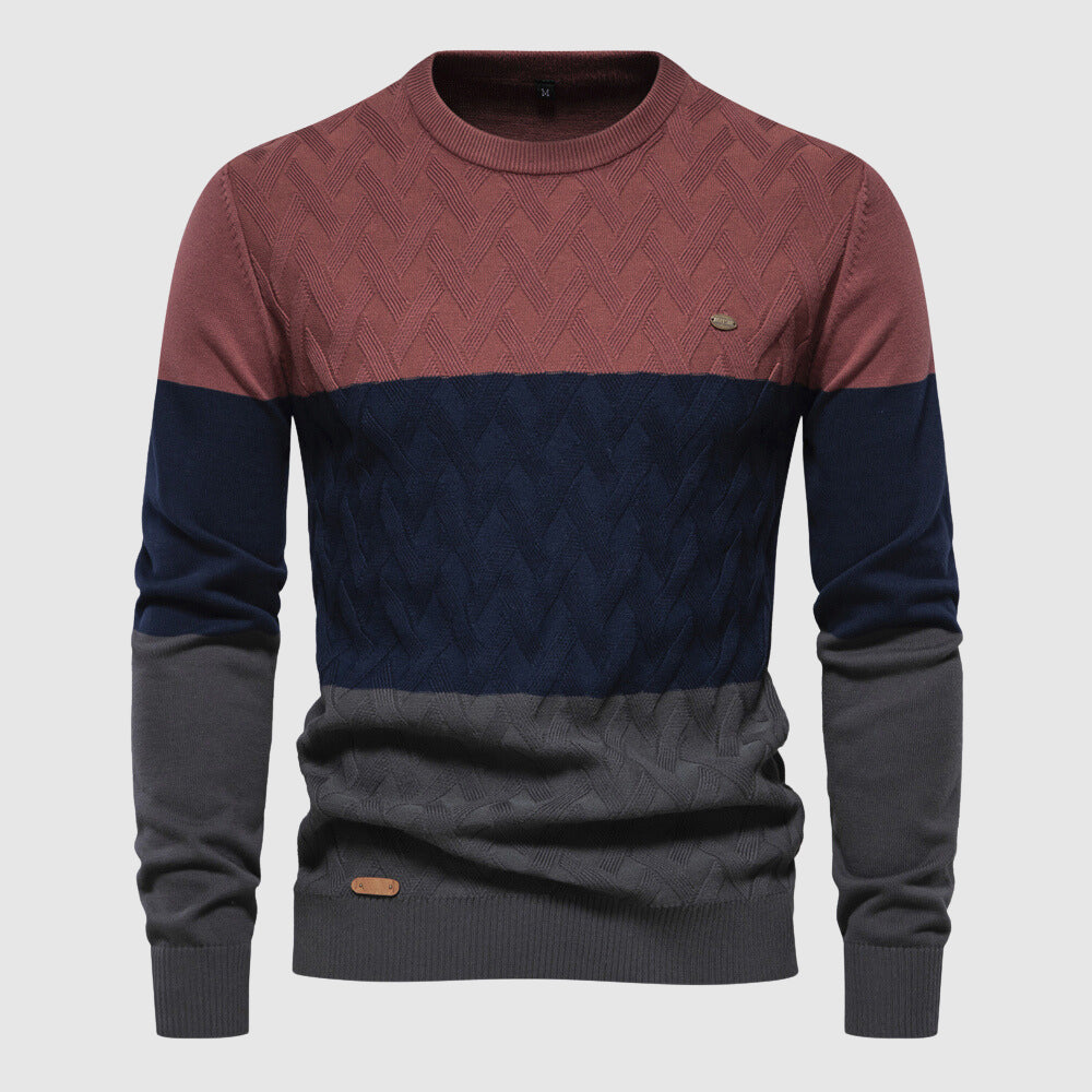 Men's round neck colorblock knit sweater