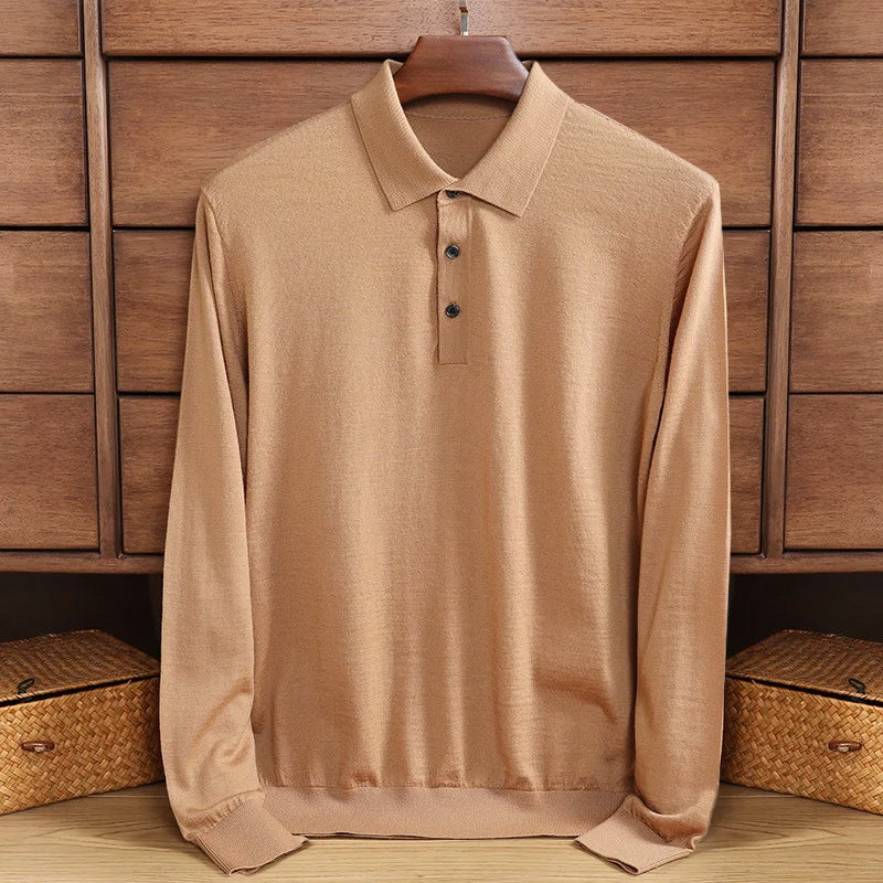 Men's classic long-sleeve polo for timeless style