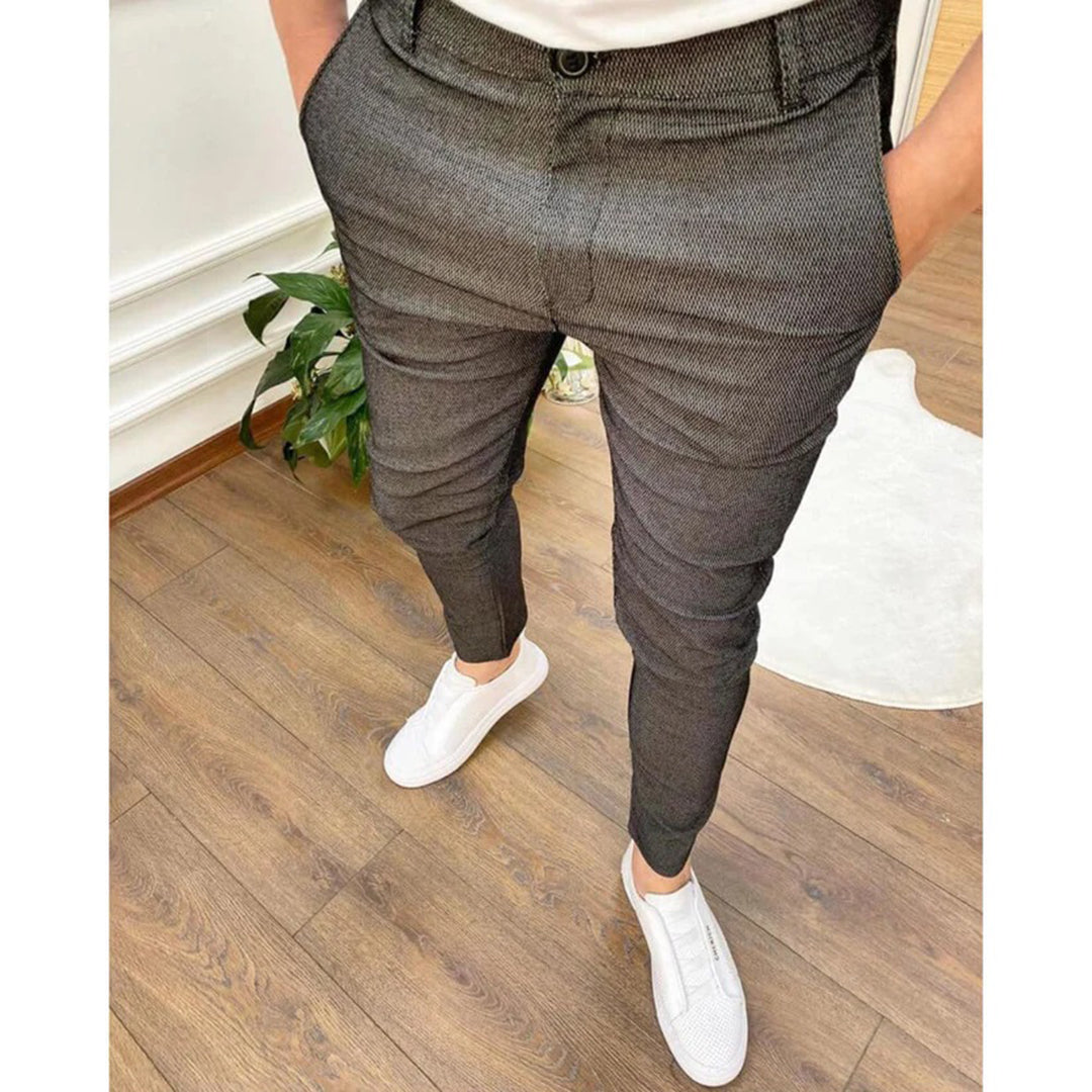 Men's slim fit dress pants with button closure