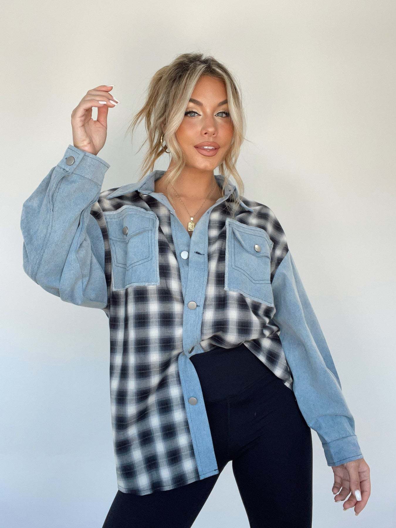 Women's checkered denim jacket for casual cool