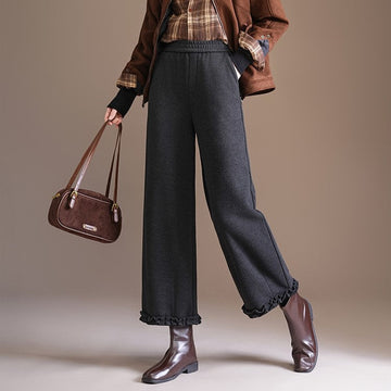 Devon | Wide Leg Pants with Statement Ruffle Hem