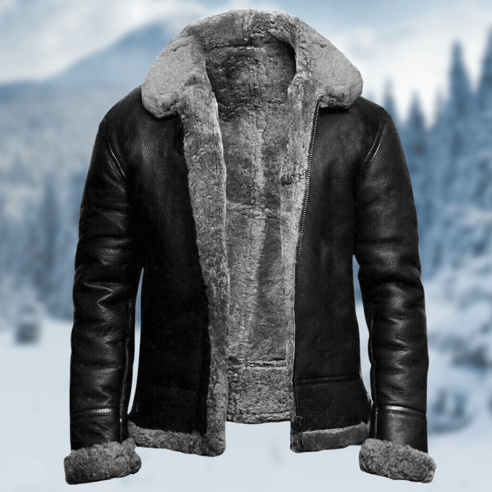 Men's leather jacket with fur lining