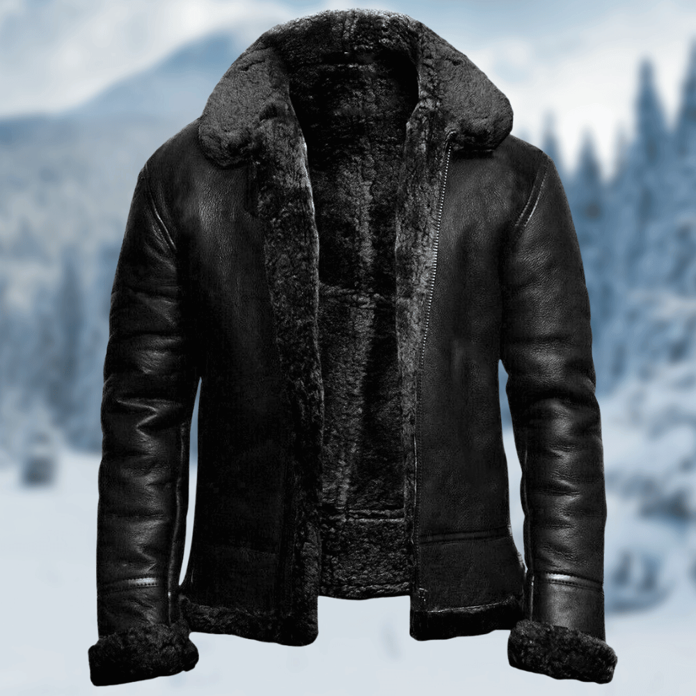 Men's leather jacket with fur lining