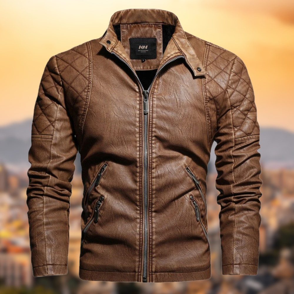 Men's classic leather biker jacket for an edgy look