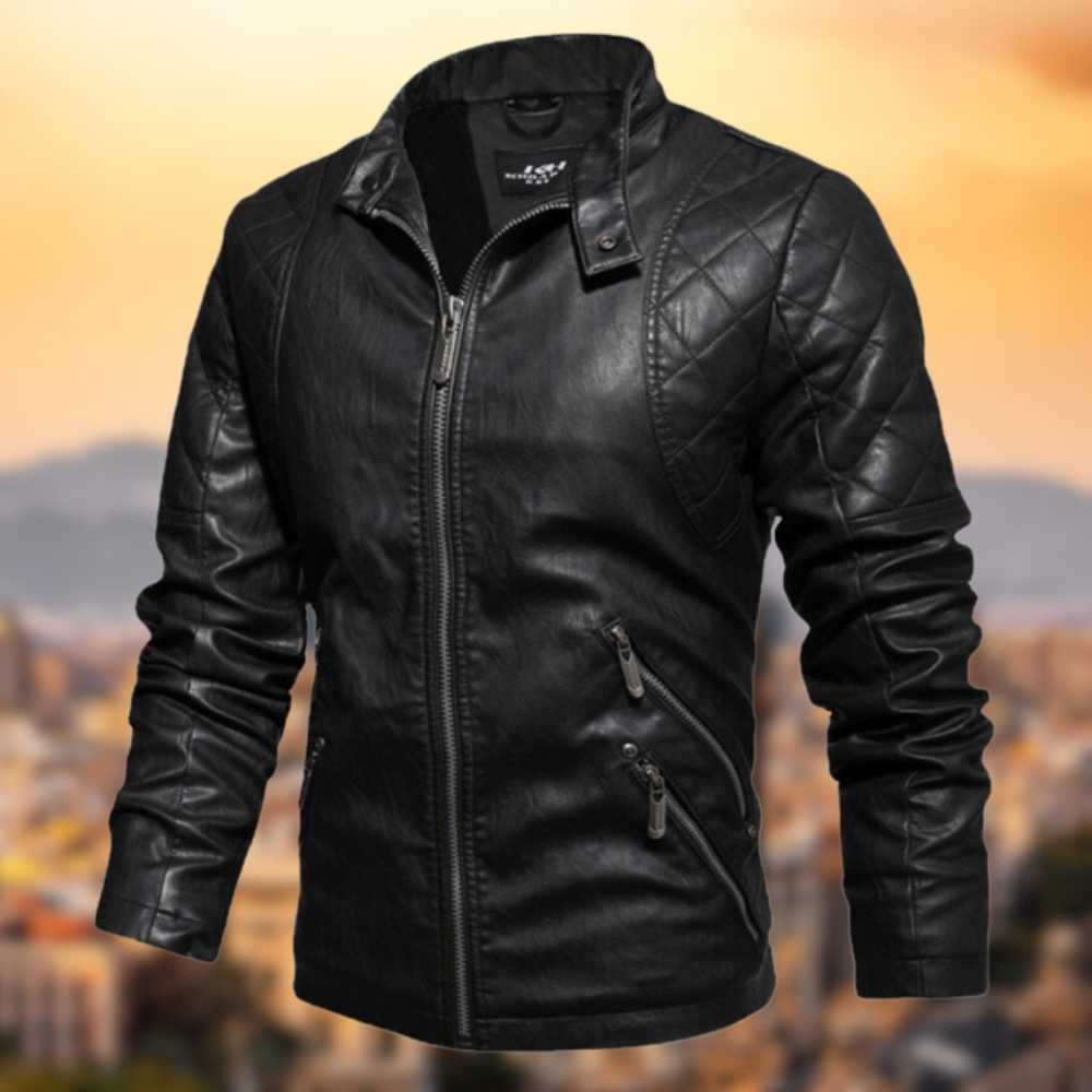 Men's classic leather biker jacket for an edgy look