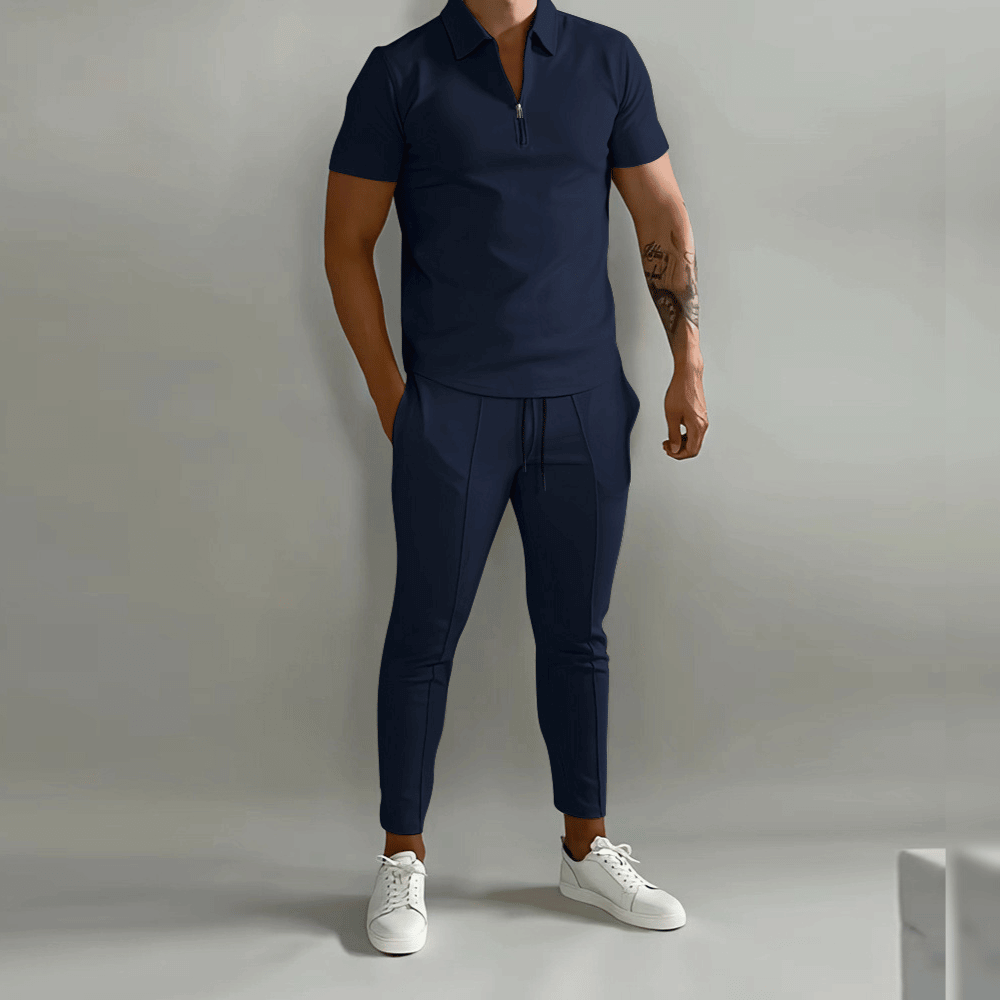 Men's half-zip polo and jogger set