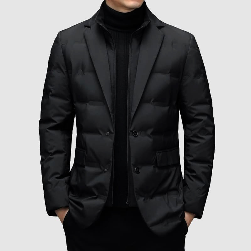 Men's down-filled jacket with blazer style