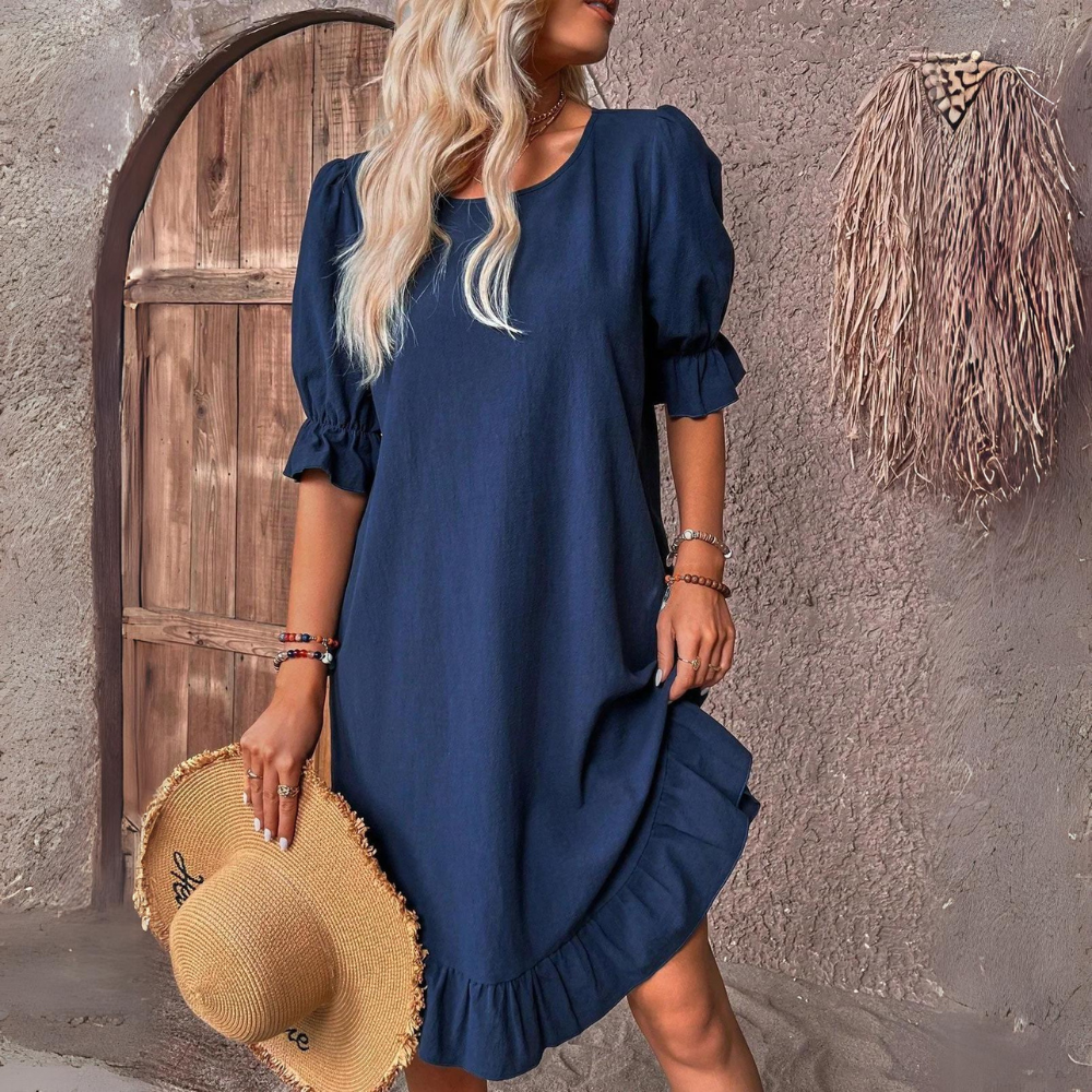 Elena - Casual Summer Dress with Puff Sleeves