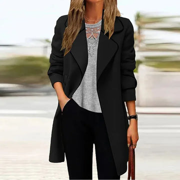 Women's draped open-front coat for a relaxed elegant look