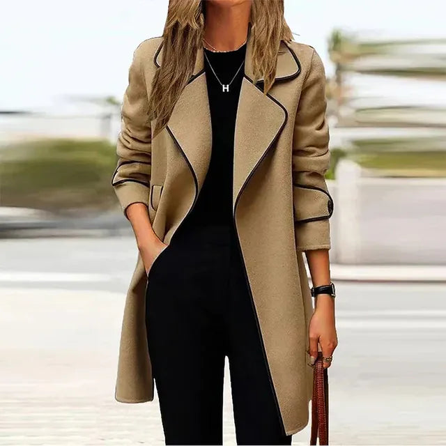 Women's draped open-front coat for a relaxed elegant look