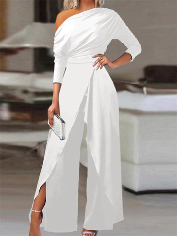 Women's one-shoulder draped jumpsuit