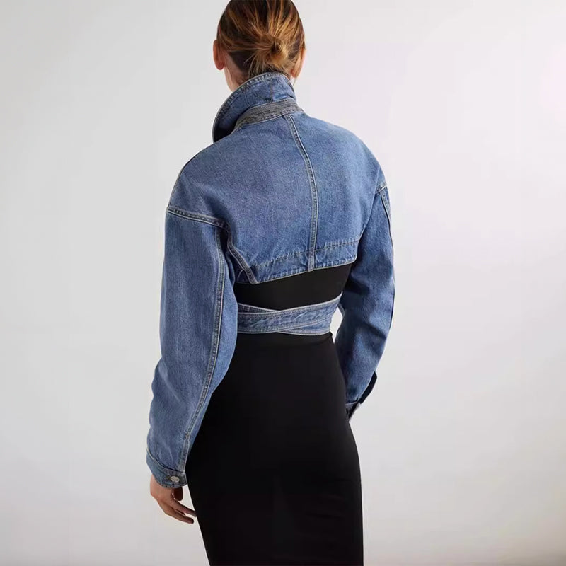 Women's cropped denim jacket for an edgy look