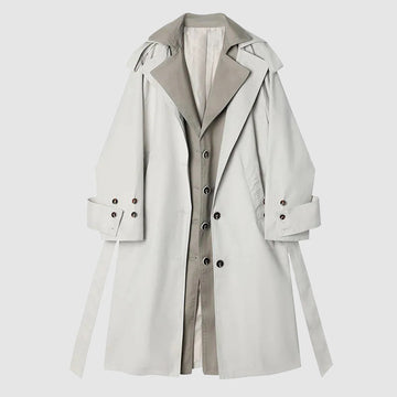 Women's Trench Coat - Double Breasted - Belted Waist - Water-Resistant Long Fit