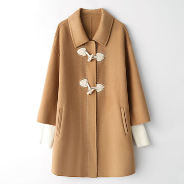 Women's long toggle coat with patch pockets