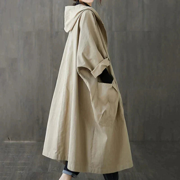 Women's oversized hooded trench coat for a laid-back look